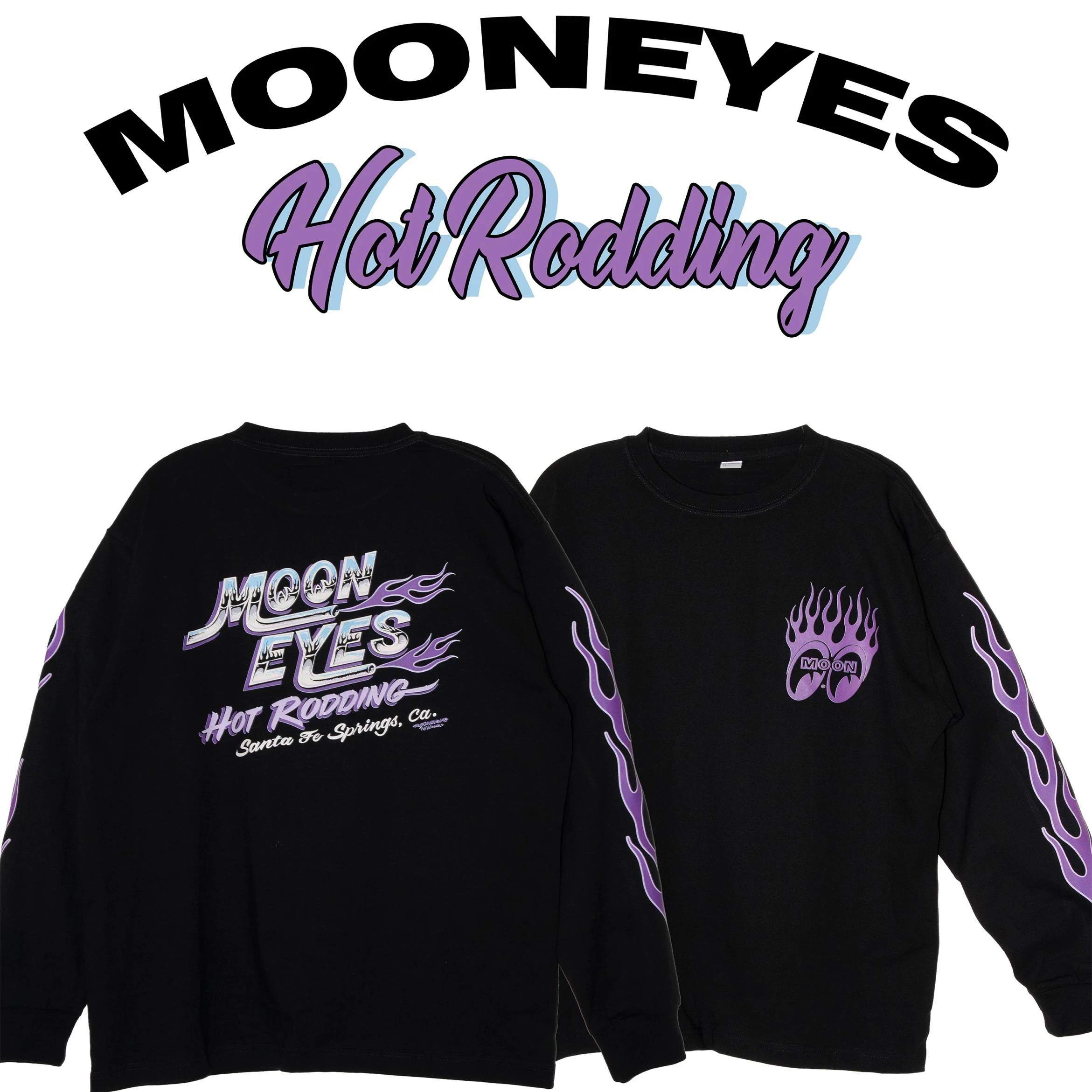 

Футболка Mooneyes Black Purple Flame с длинным рукавом, унисекс, в стиле ретро, свободного кроя, из чистого хлопка, для скейтбординга, молодежная, трендовая, с круглым вырезом