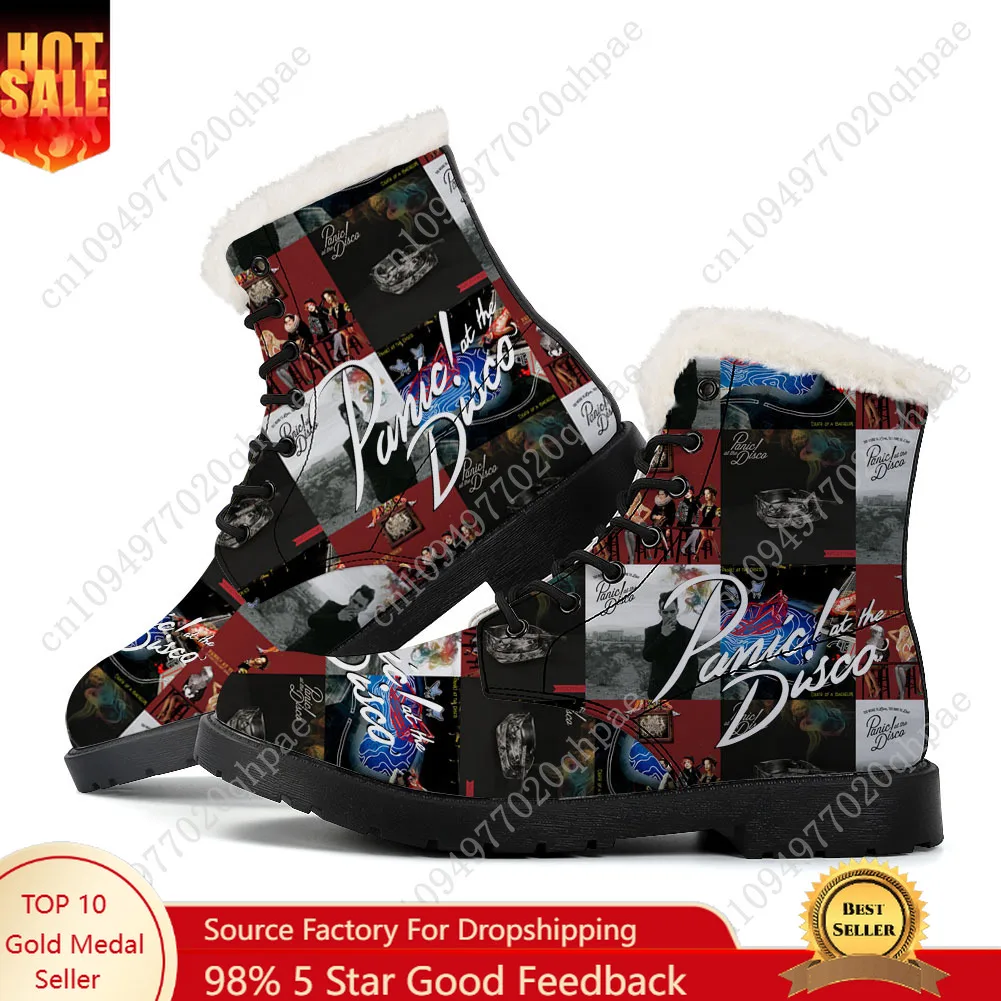 

Panic At The Disco Plush Boots Mens Womens Teenager Shoes Casual Boot Outdoor Light High Quality Print on Demand Customize Shoe