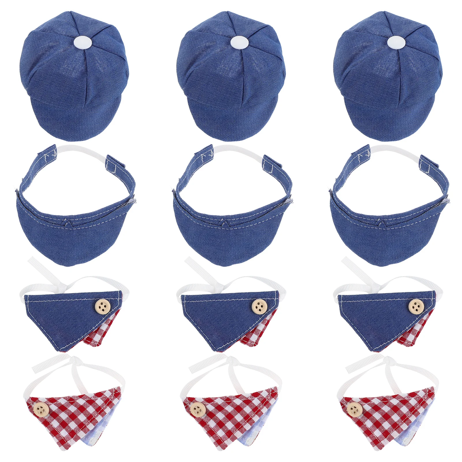 12 قطعة إكسسوارات الملابس 10 سنتيمتر قبعات بيريه صغيرة الأوشحة الثلاثية الزي مجموعة لالتقاط صور الحفلات-قبعات أطفال بنات