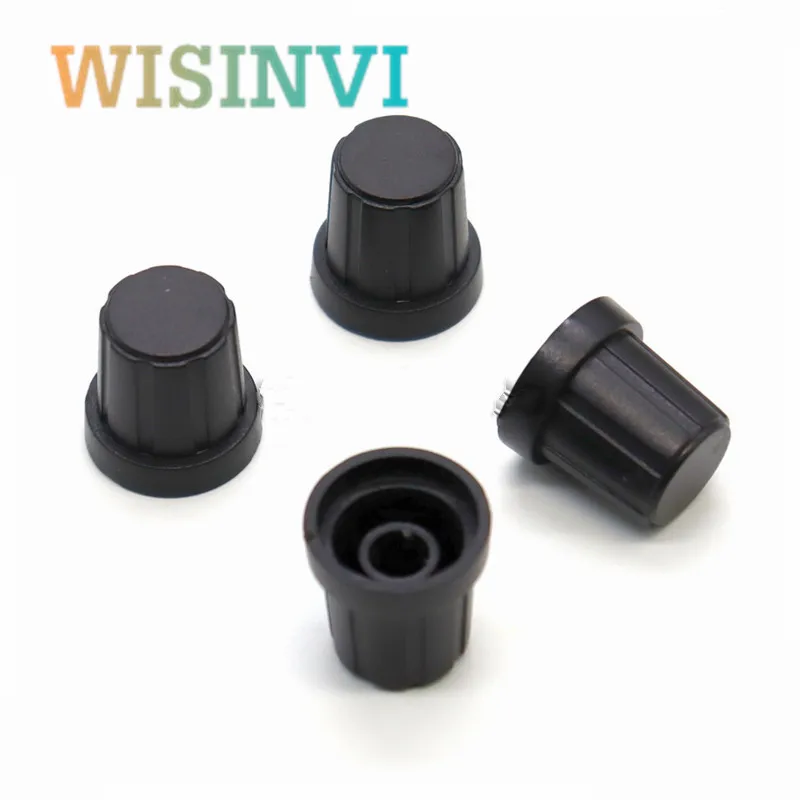 10PCS 19*19MM Half Shaft Black Plastic Knob Potentiometer Rotary Encoder Volume Switch Knob Suitable for D Axis 6MM
