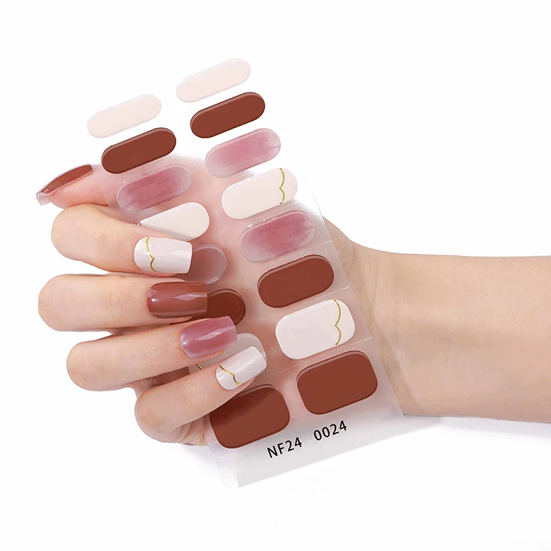 16 نصائح الفرنسية شبه علاج هلام مسمار ملصقات بسيطة شريط هلام مسمار شرائط ذاتية اللصق هلام مسمار يلتف غطاء كامل UV مسمار ملصقا