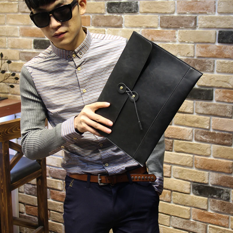 Excellent Men/Women Multifunction Office Documents Bag A4 File Pouch Meeting Envelope Bag Business Conference Clutch Retro Style