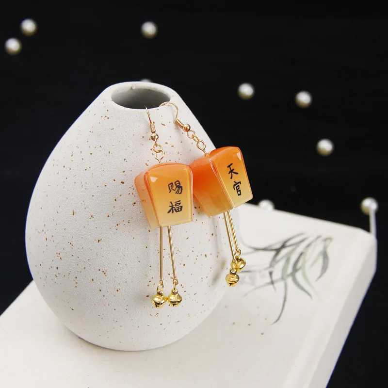 Anime Tian Guan Ci Fu Hua Cheng Xie Lian Lantern Theme Cosplay Costume Tassel Earring Ear Clip Props Ear Loop Accessories