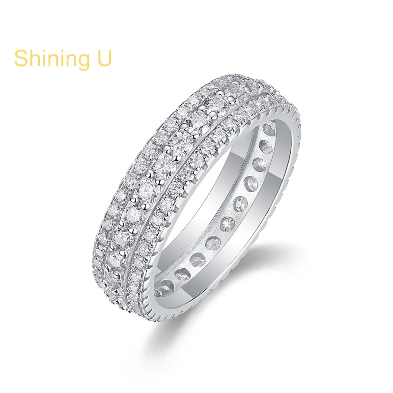 

Shining U S925 Silver D Color Moissanite Ring for Women Fine Jewelry Anniversary