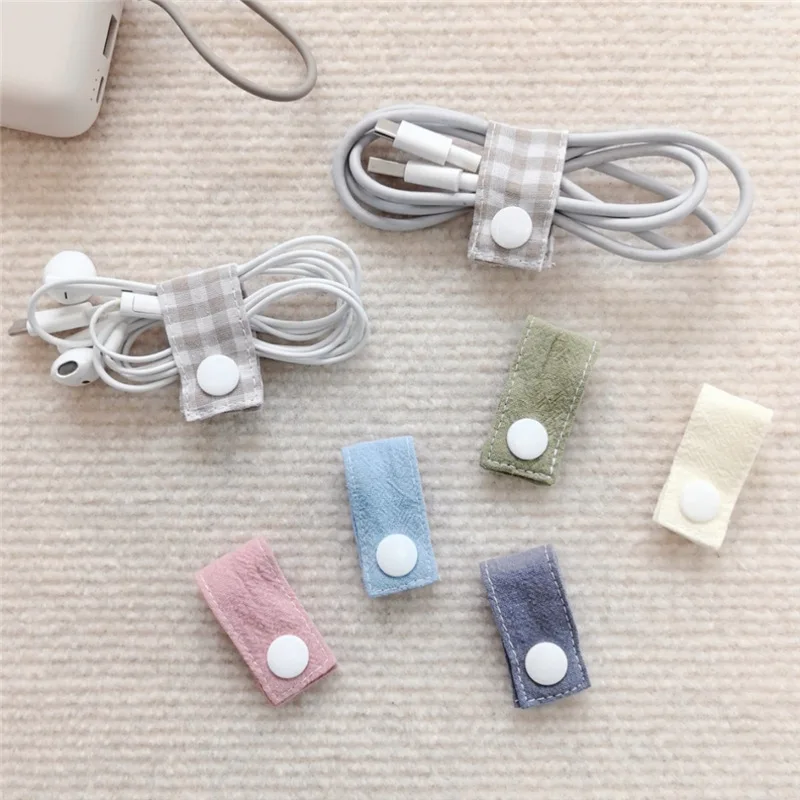 Fabric Cable Organizer Reusable Ties for Data Headphone Charger Portable Wire Management Wrap for Desk Travel Adjustable Straps
