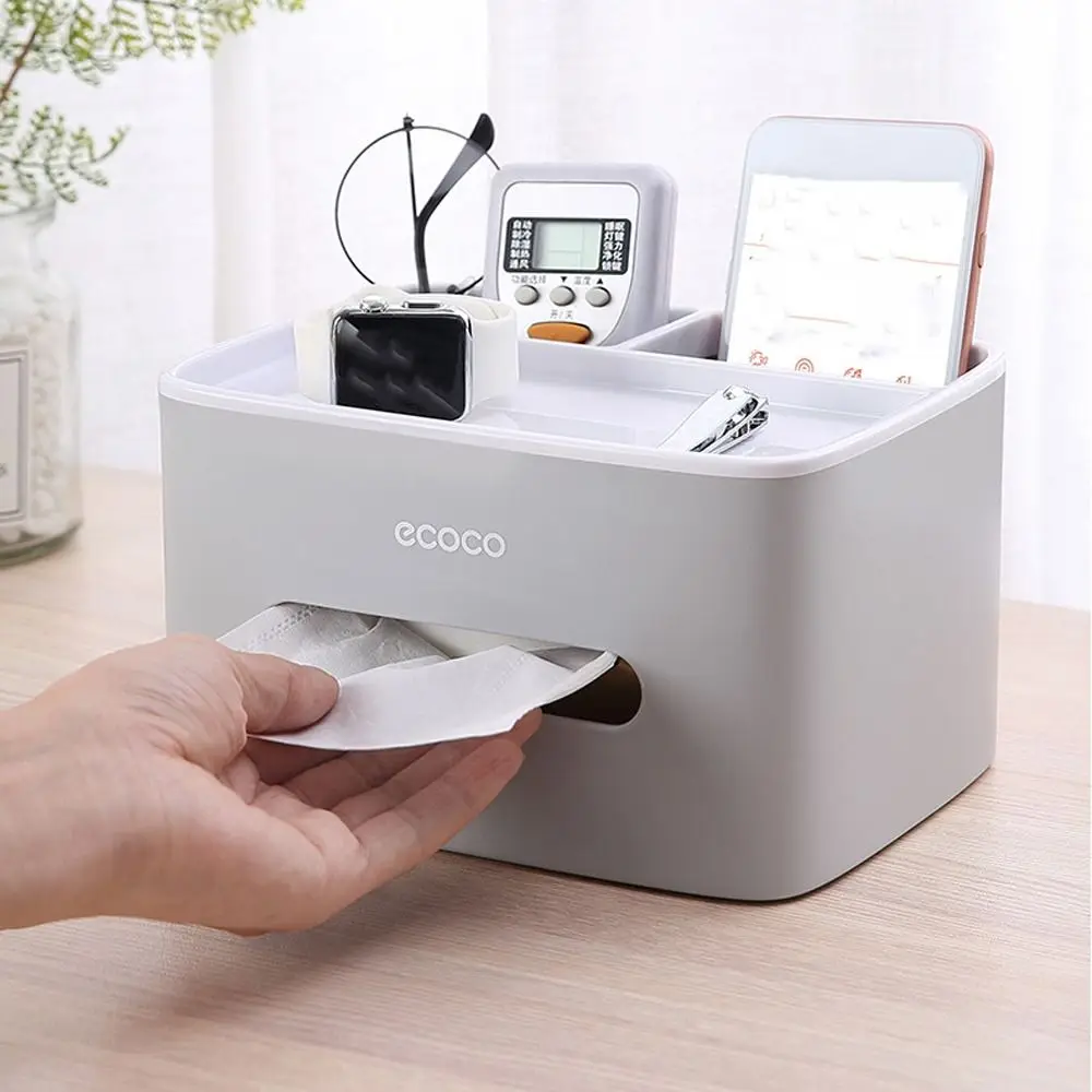 

Nordic Style Tissue Paper Holder Box 2 Compartments Waterproof Remote Control Storage Box Dustproof Non Slip
