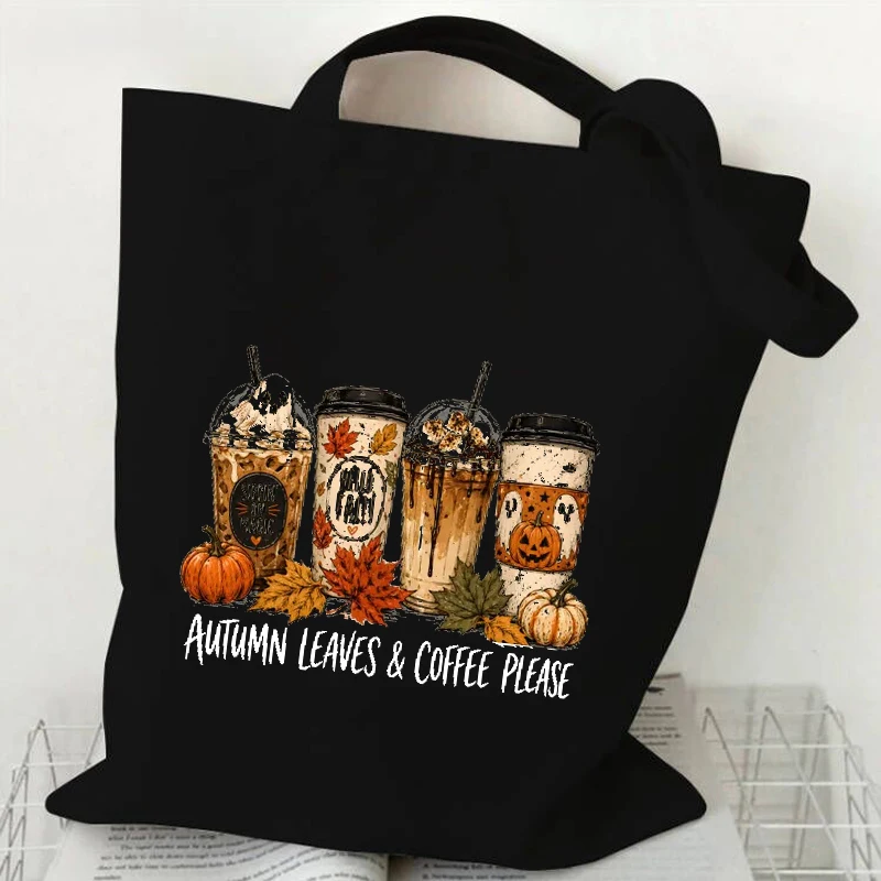 Tis The Season Fall Tote Bag Vintage Pumpkin Maple Leaf Coffee Football Canvas Shoulder Bag Autumn Thanksgiving Holiday Handbag