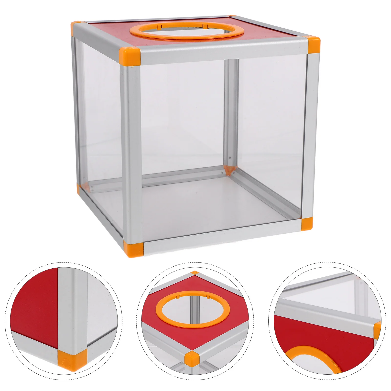 

Red Raffle Box 20cm Multifunctional Ballot Box Donation Collection Suggestion Fundraising Ticket Container Secure Voting Drawing