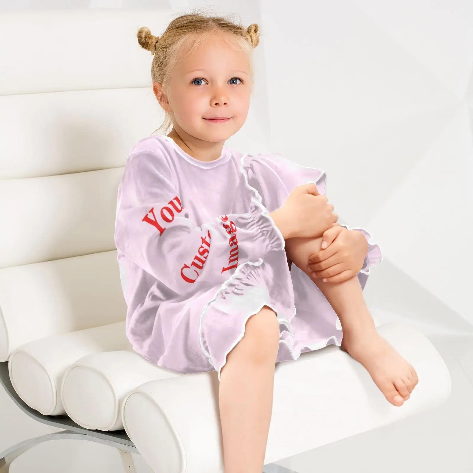 Kids Girls velvet Nightgown Nightdress Girl Sleepwear Nightie spring autumn Custom images Nightwear Children Clothes 3-10Years