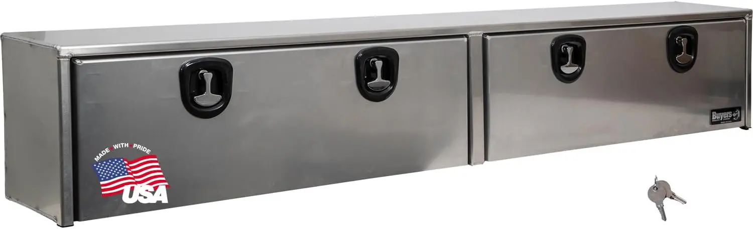 Topsider caja de camión con rodadura de diamante de aluminio, puerta de caída, 96x18x16 pulgadas, cofre de herramientas bloqueable