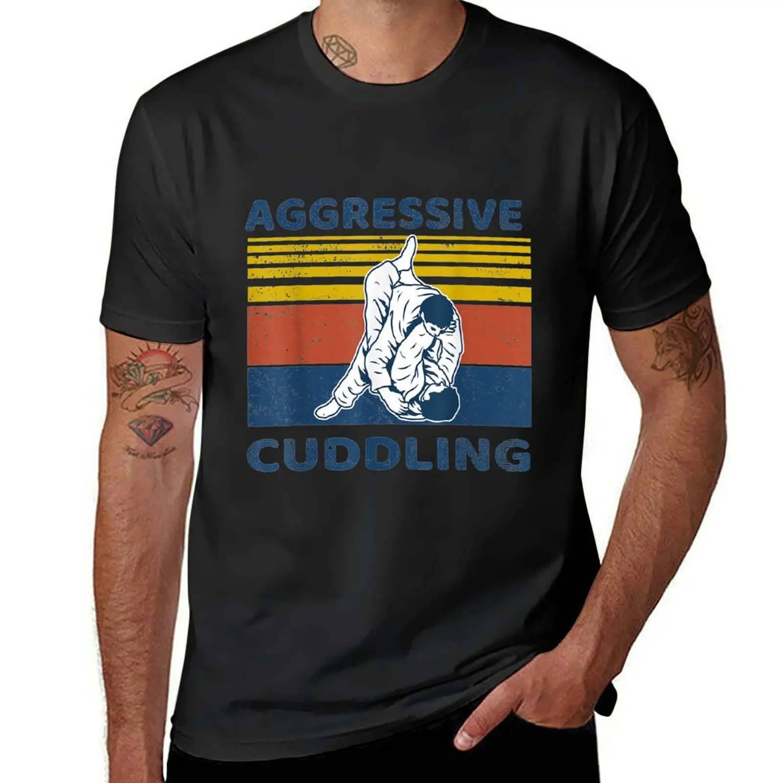 Jiu Jitsu Shirts Aggressive Cuddling Vintage BJJ MMA Jujitsu T-Shirt new edition blacks for a boy t shirt for men