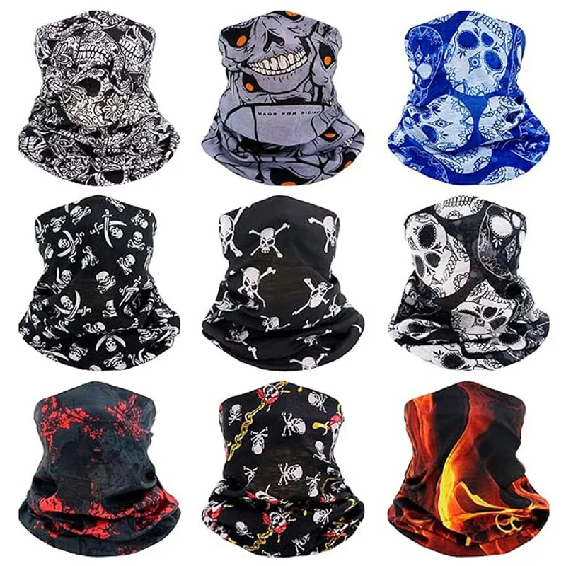 Breathable Face Masks Skull Mask Seamless Balaclava Mask Headwear Scarf UV Sun Dust Neck Gaiter Bandana Headwear Motorcycle