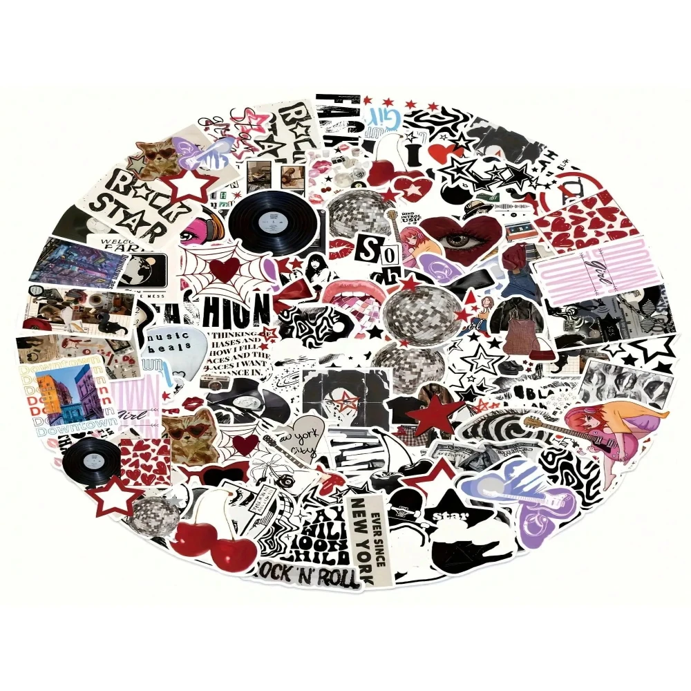 100 Stück Y2K Downtown Graffiti Aufkleber-Set Dekorative Koffer-Wasserflaschen-Notizbuch-Skateboard Selbstklebende Sticker