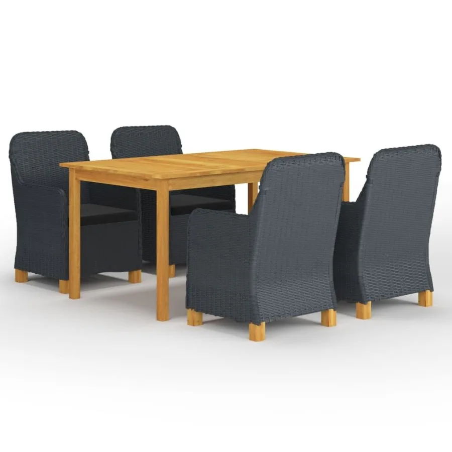 

5 Piece Patio Dining Set Dark Gray