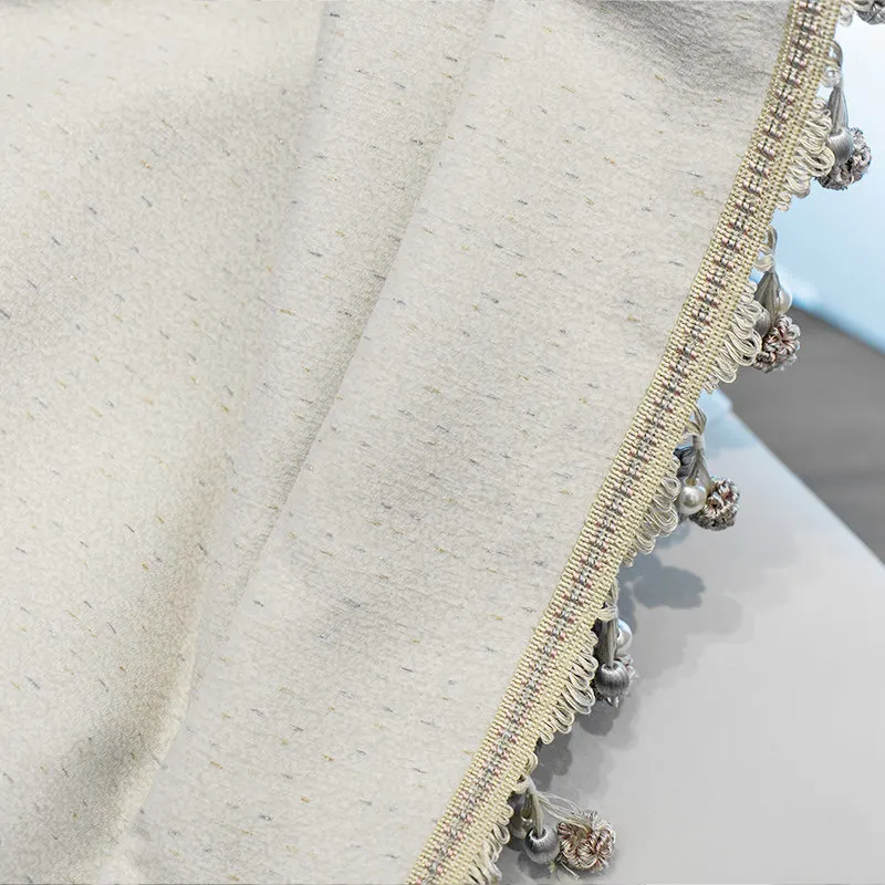New High-end Cream Cotton Linen Lace Splicing Thickened Curtains for Living Room Bedroom French Window Customized Products