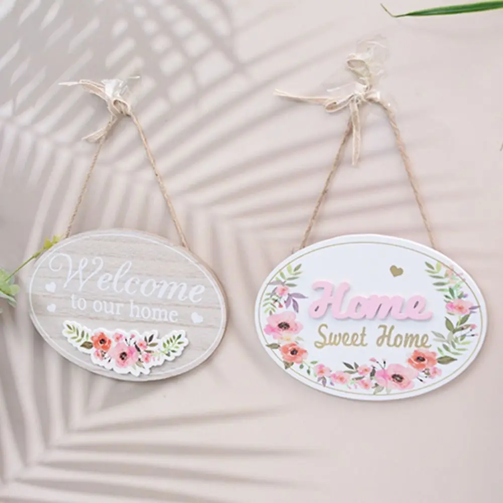 

Exquisite Creative Oval Shape Welcome Sign Handmade Shop Decor Garden Plaque Door Plate Door Hanging Ornaments Layout Props