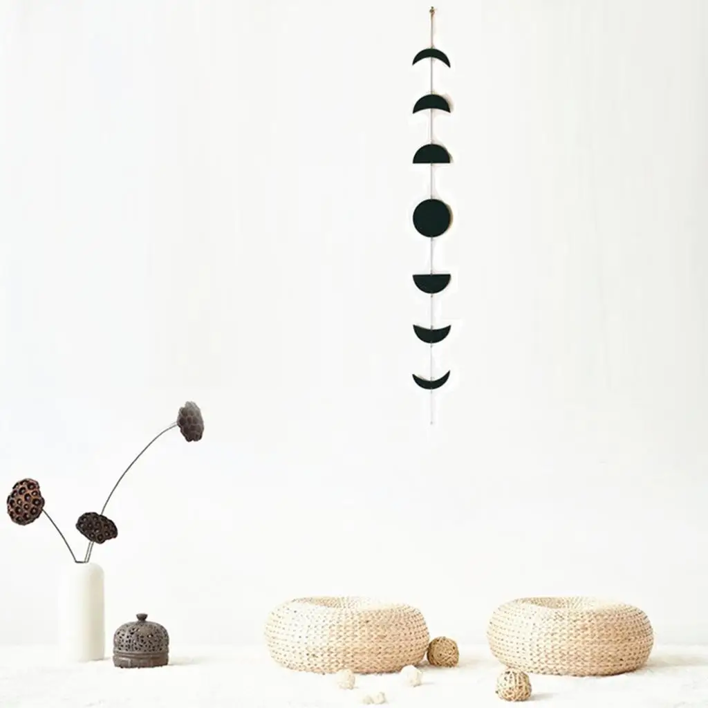 

Hanging Pendant Decorative Moon Phase Wreath Metal Acrylic Ornaments for Nursery Bedroom Background