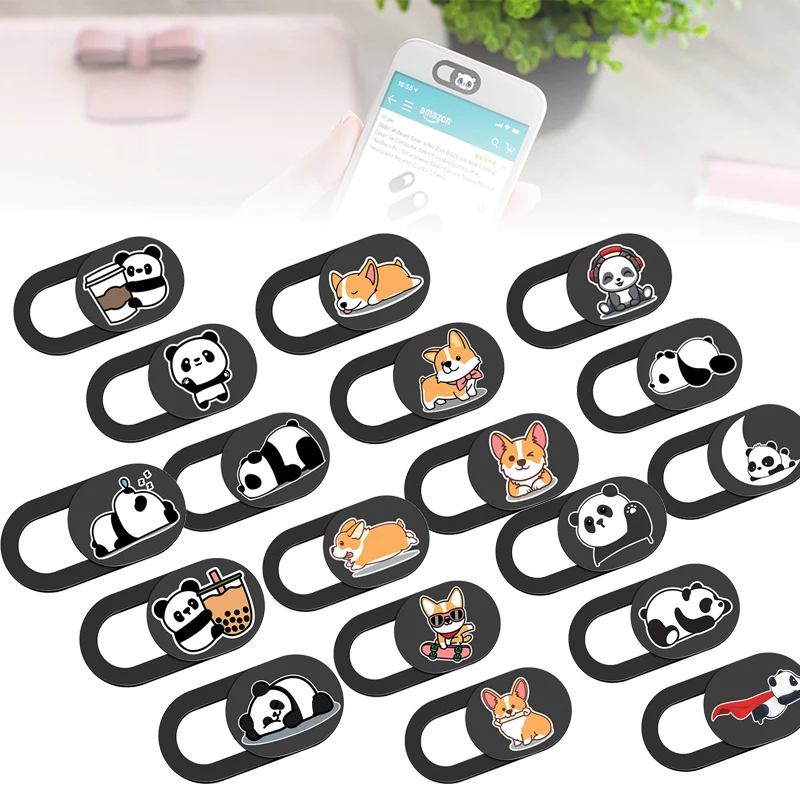 3 uds lindo Panda perro patrón WebCam cubierta de cámara pegatinas para portátiles teléfono inteligente protección de privacidad