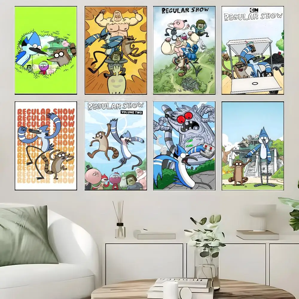 Anime Regular Show Poster  Self-adhesive Art Waterproof Paper Sticker Coffee House Bar Room Wall Decor