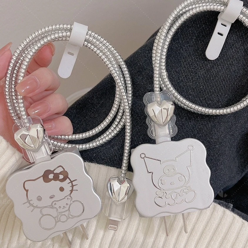 

Suitable for Apple Mobile Phone Data Cable Protective Cover Simple Sitting Posture Kt Pattern Data Cable Protective Cover