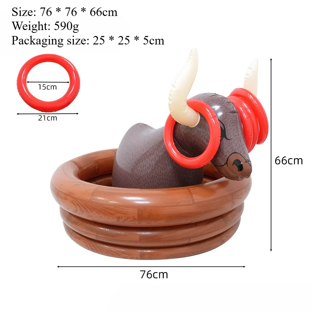 Inflatable Ring Toss Toy Cup Holder PVC Bull Snacks Beverage Ice Bucket Interactive Game Ring Party Beverage Ice Bucket