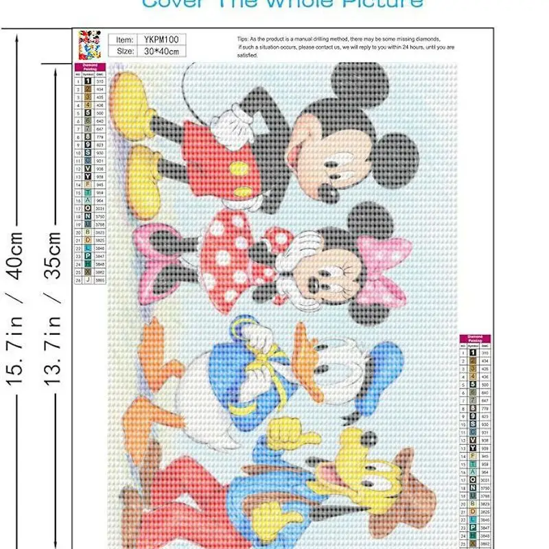 1 шт. 5D DIY полный дрель набор для алмазной живописи, классический Дисней Микки Минни Дональд Плутон мультфильм друзья искусство со стразами, милая анима