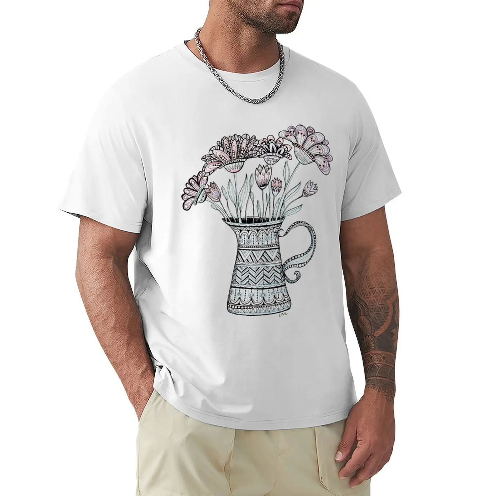 Pitcher of Flowers T-shirt heavyweights customizeds boys whites tops mens t shirt graphic