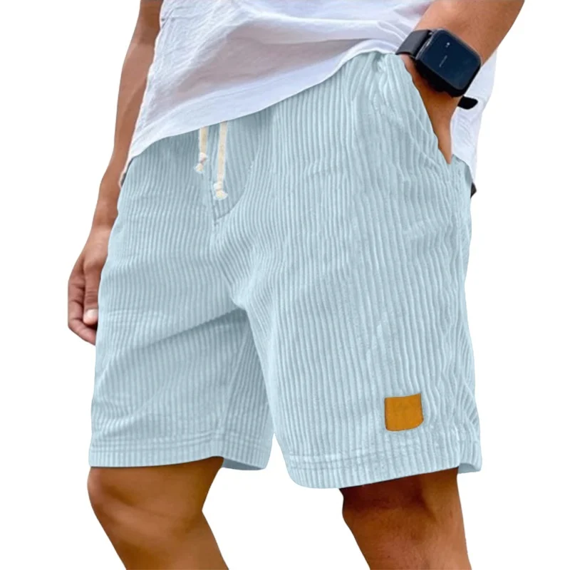Retro Embroidered Leather Tag Corduroy Fashionable Casual Shorts for Men Versatile Loose Fit Low Waist Short Pants