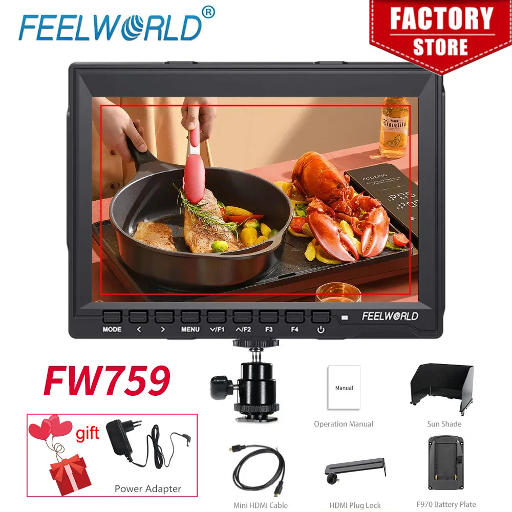 

FEELWORLD FW759 7 Inch DSLR Camera Field Monitor 4K HDMI AV Input IPS HD 1280x800 LCD Display Video Assist Protable for Camera