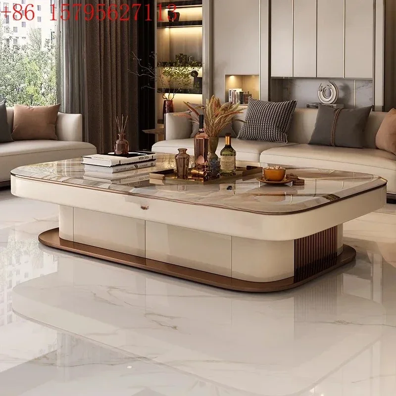 Living room 2025 new light luxury high-end household large apartment high-end atmospheric microcrystalline stone table CQY