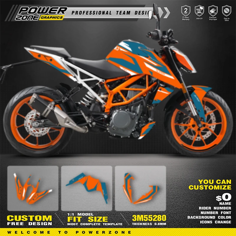 

PowerZone for Custom Team Graphics Backgrounds Decals Stickers Kit For KTM 2017-2020 DUKE 125 390 Motorcycle SUPERMOTO 17