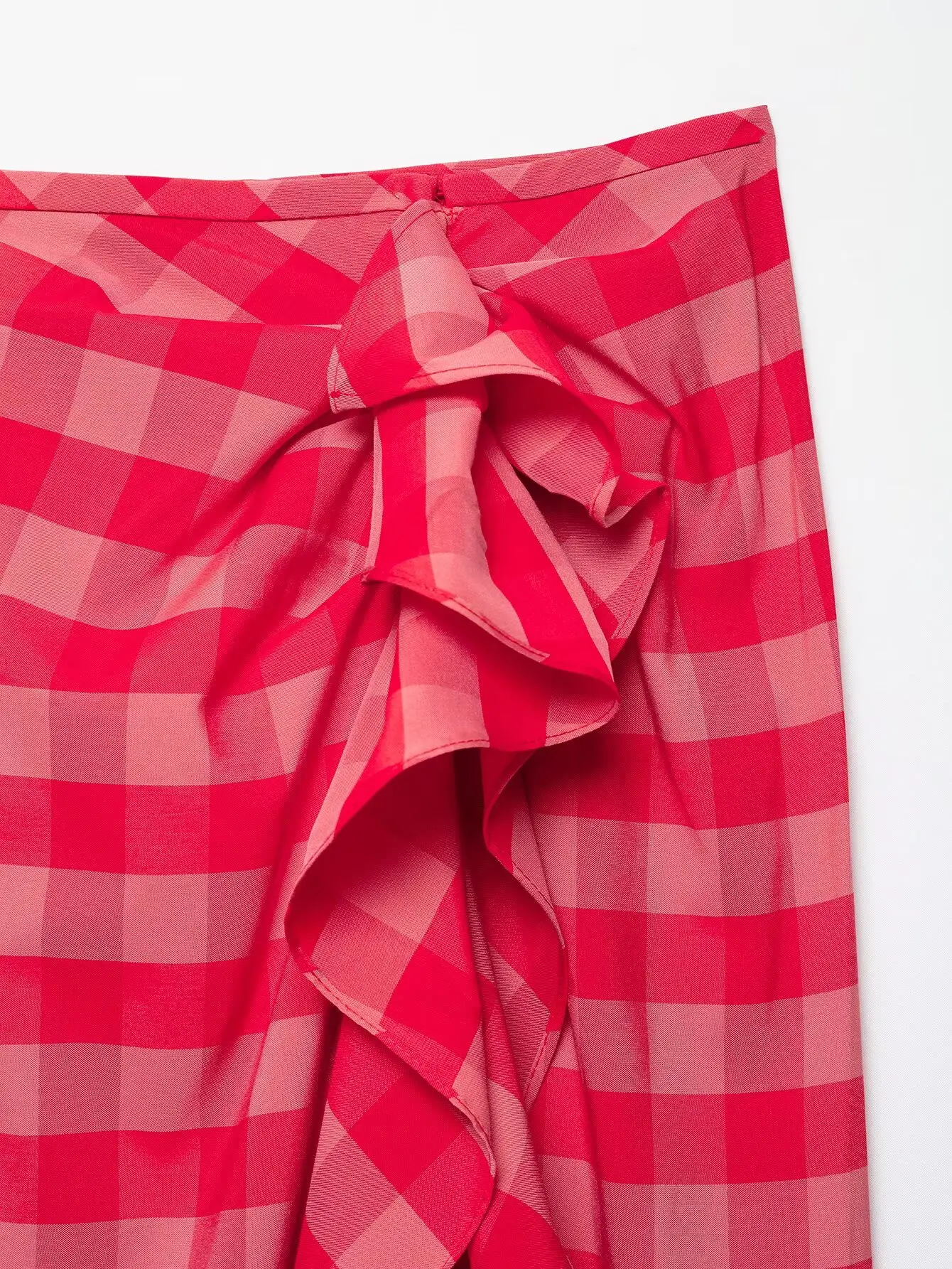 KONDALA Chic Streetwear Roter Karierter Asymmetrischer Sommerrock Mode 2026 Stufenrock Moderner Rock High Street Y2K Club Party Y2K Röcke – Detail 5