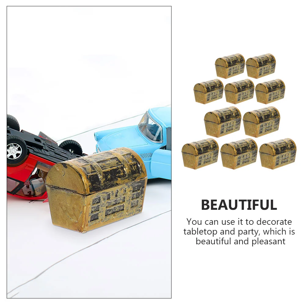 10 Pcs Mini Treasure Chest Miniature Chests Boxes Trinket Storage Organizer Pirate Cake Topper Party Decorations Favors