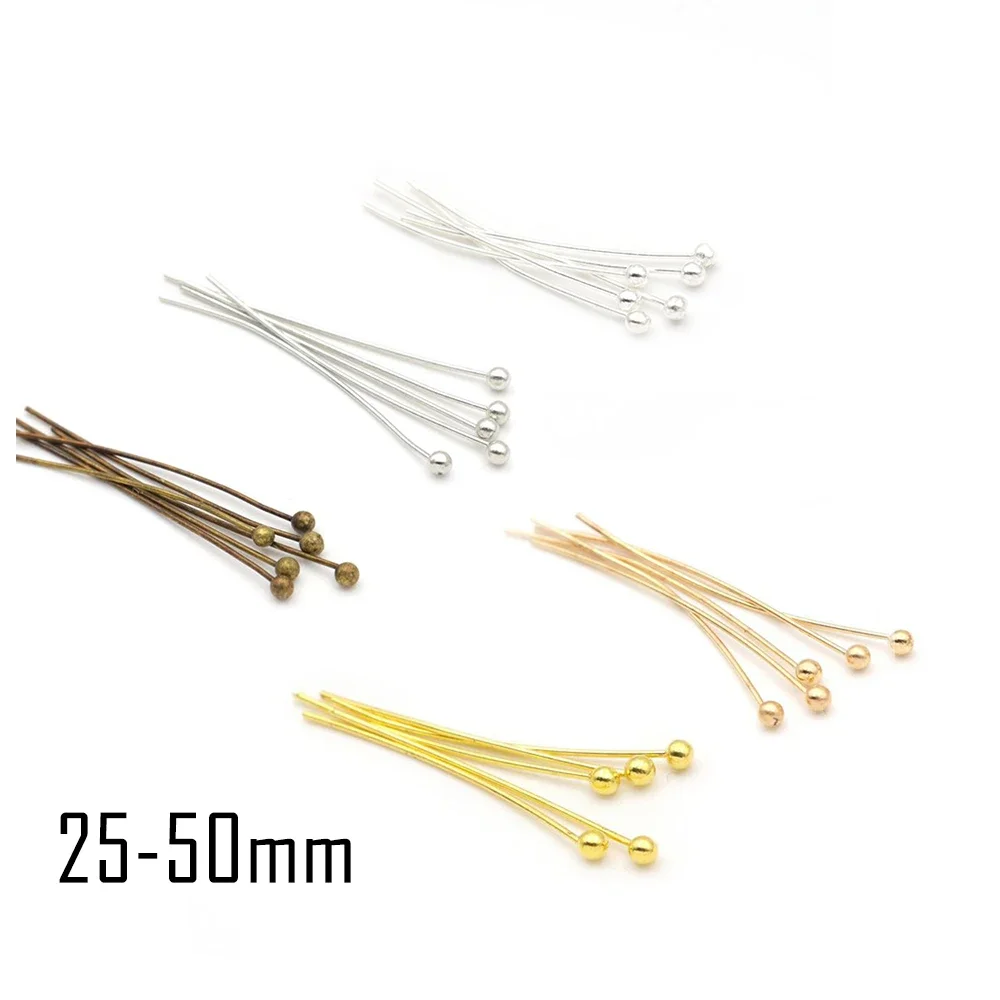 

100pcs 4 Size Glossy Silver Gold Colors Metal Ball Heads Pin Diy Supplies For Jewelry Making Findings Accessories Wholesale
