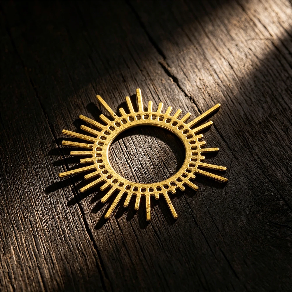 Vintage Brass Hollow Cutout Sun Charm Pendant with Multi Hole for DIY Handmade Jewelry Necklace Bracelet Christmas Ornament Gift