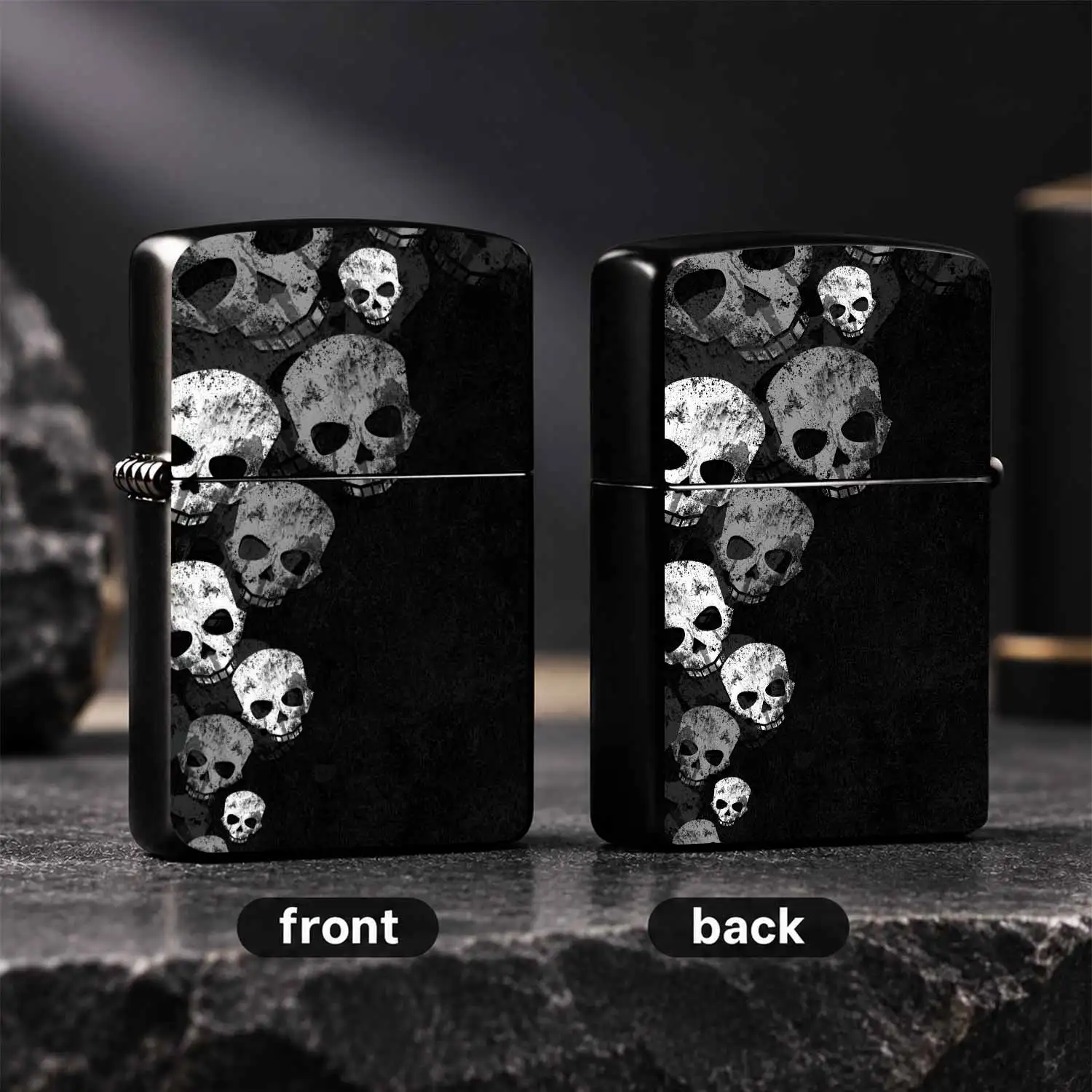 Vintage Distressed Skull Pattern , Dark Trend Durable Wear-Resistant Anti-Drop Sturdy Body, Unique Niche Collectible Ornament, Portable Outdoor, Cool Practical Festival Gift For Men Friends, Compatible With Regular  Supplies, Stylish Daily