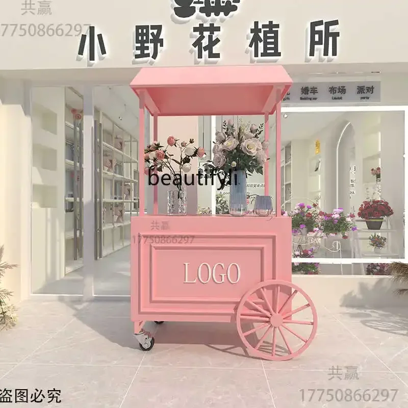 

European wrought iron float, outdoor, shopping mall promotion, mobile stall cart with drawers and cabinets3286