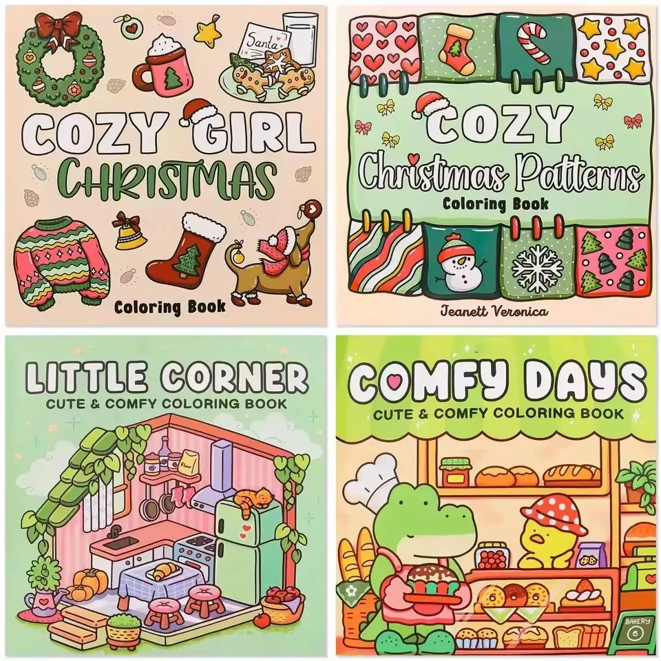 Comfy Days, Little Corner Coloring Book Cozy Christmas Stress Relief Drawing Book Perfect Gift for Party and Birthday