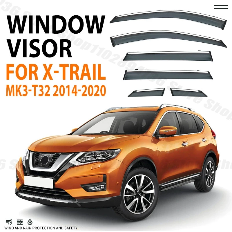Window Visors for Nissan X-Trail MK3-T32 4/6pcs Side Window Rain Guard Wind Deflector Weathershield Vent Visor for Car Windows