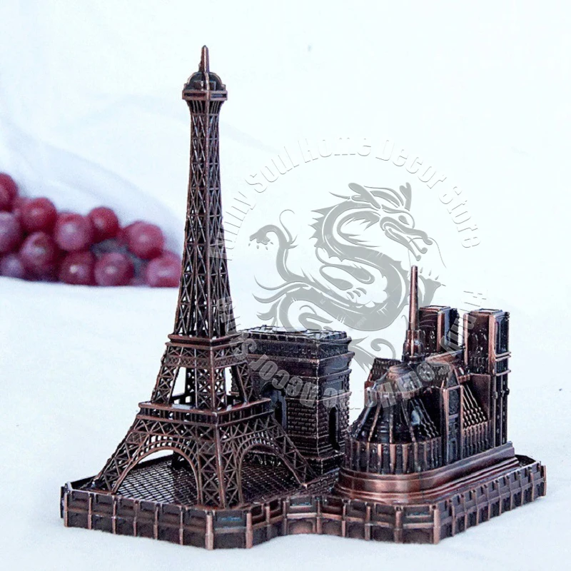 Metal Eiffel Tower Parisian Architectural Set Iconic French Landmark Replica Notre Dame Arc de Triomphe Souvenir Gift Home Decor