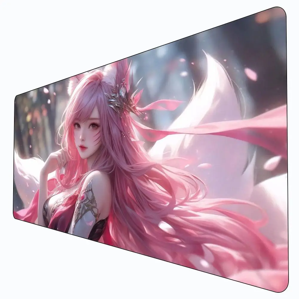 

Коврик для мыши с розовыми волосами для девочек, большая резиновая основа, противоскользящие настольные аксессуары для ПК, коврик для мыши для офисов и геймеров, коврики для клавиатуры, декоративный коврик