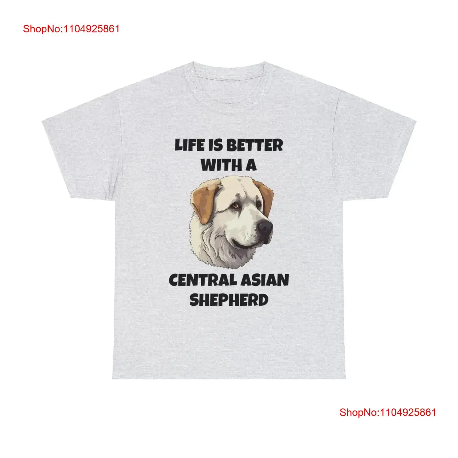 Perro pastor de Asia Central La vida es mejor con una camiseta de algodón pesado vintage Lavado Ropa de calle versátil Cómoda