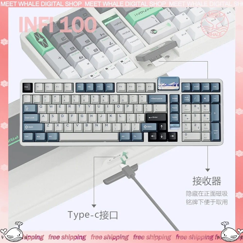 

New Key verse Infi100 Gamer Mechanical Keyboard 3Mode 2.4G Wireless Bluetooth Keyboard Hot-Swap RGB Backlit Gaming Keyboard Gift