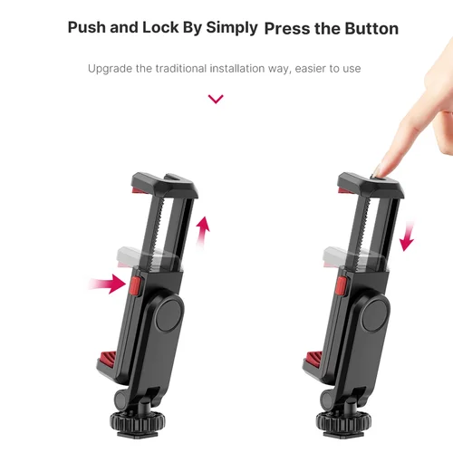 Imagen 2 del producto Soporte de trípode para teléfono giratorio con soportes de zapata fría duales para teléfono inteligente Vlog abrazadera de soporte para teléfono multifuncional