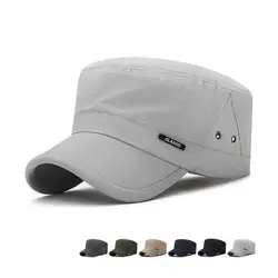 2024 New Four Seasons Flat Top Hat Men'S Simple Cotton Peaked Hat Fashion Baseball Cap Casual Cap, Commuter Sunshade Hat