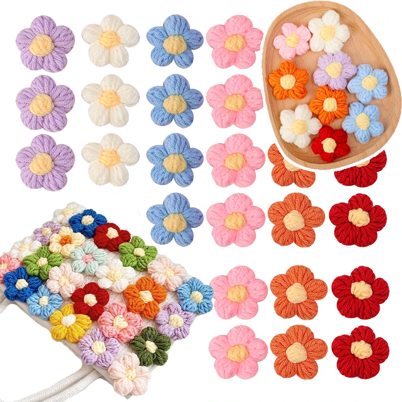 3D Mini Puff Lovely Flower Versatile Bundle Accessories Stereoscopic Knitted Plush Bundle DIY Exquisite Jewelry Components