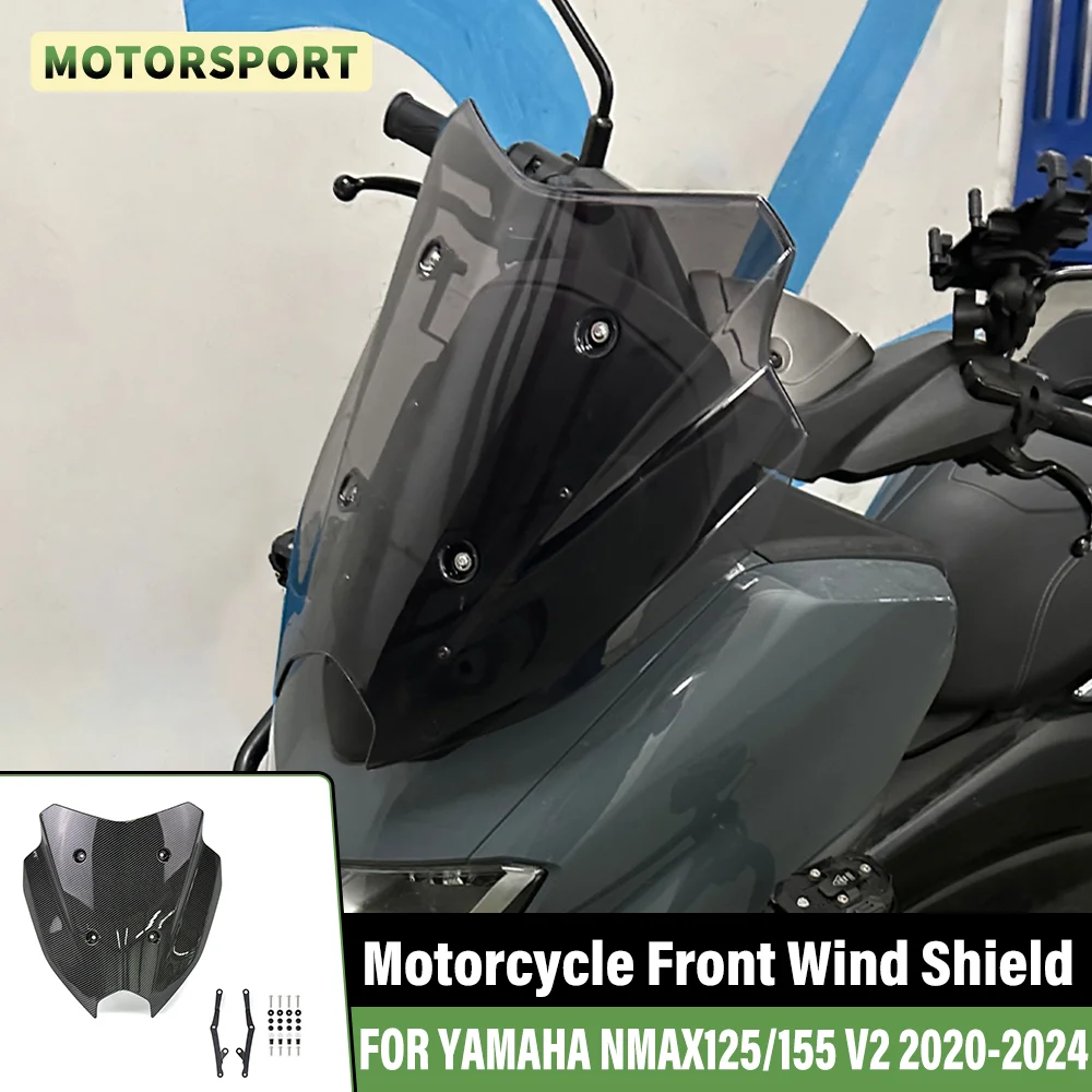 

FOR YAMAHA N-MAX155 NMAX155 NMAX125 NMAX 125 V2 2020-2024 Motorcycle Front Wind Screen Windshield Wind Deflector Baffle Guard