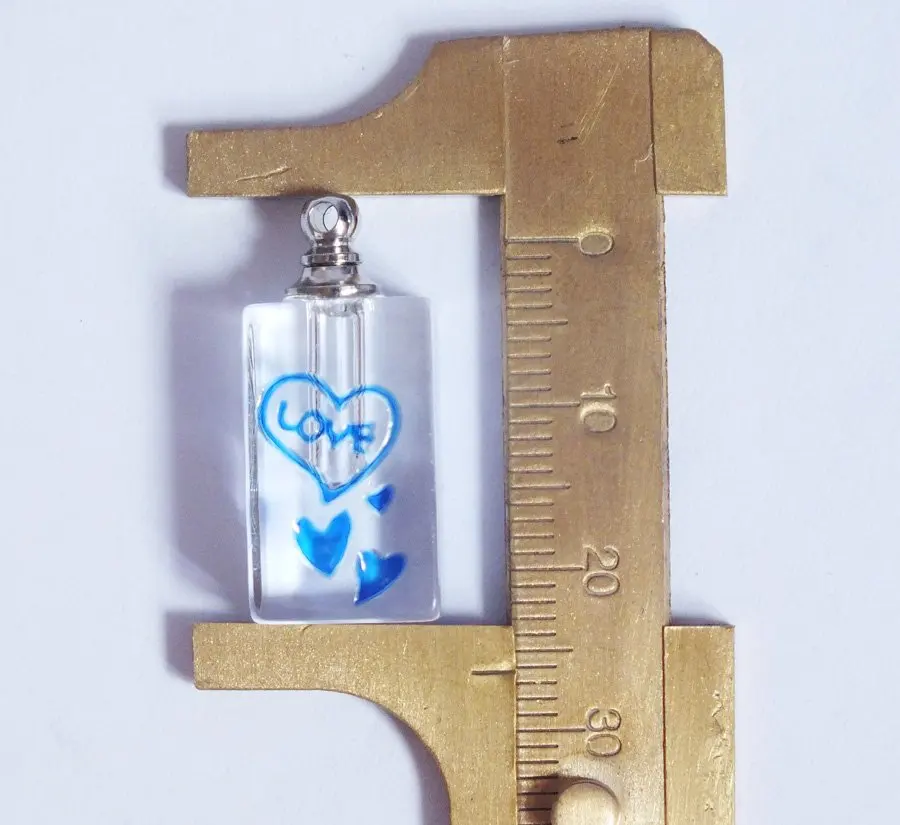 

100PCS 26X12MM Blue color love heart crystal Perfume pendant Vials Rice charms