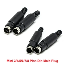 10pcs Mini 3/4/5/6/7/8/9 Pins Din Male Plug With Plastic Handle Adapter Soldering Cables DIY Connector