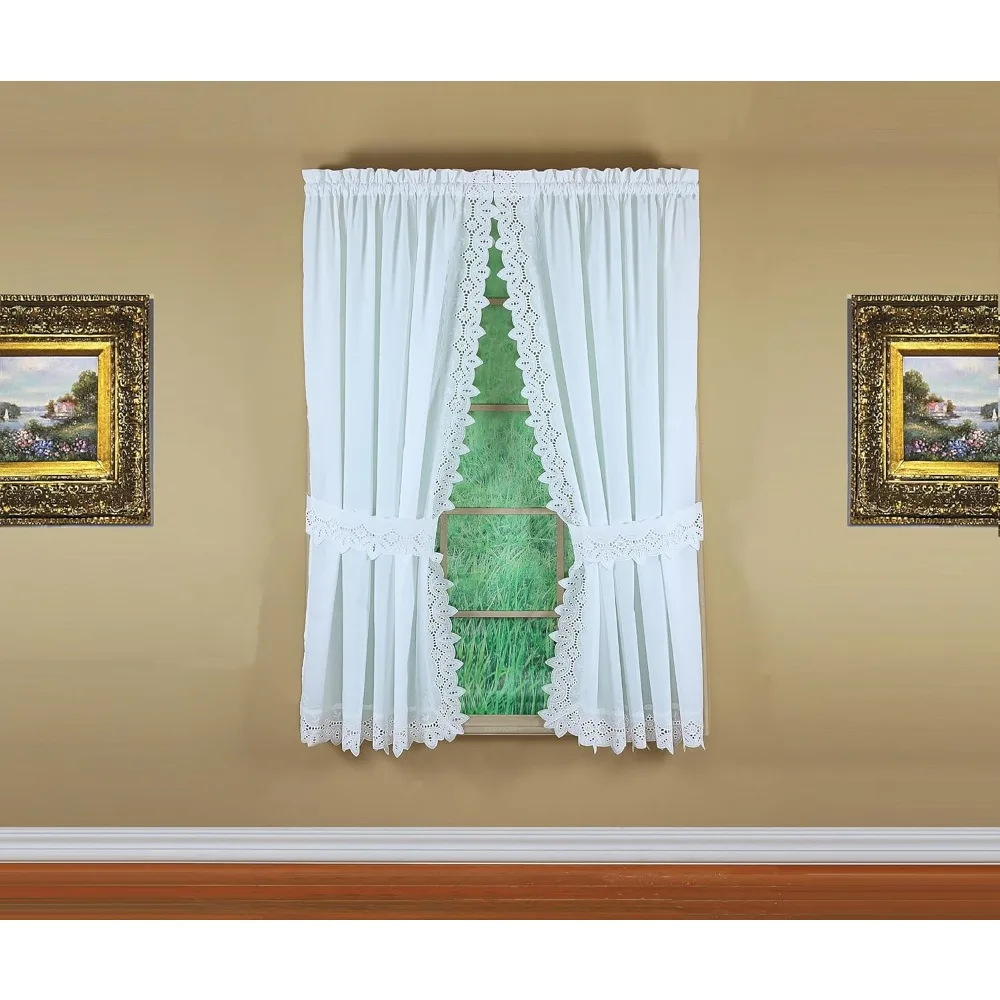 

Today's Curtain, Heirloom Battenberg Eyelet Panel Pair 63", White, 4-Piece-Set, 80" W x 63" L